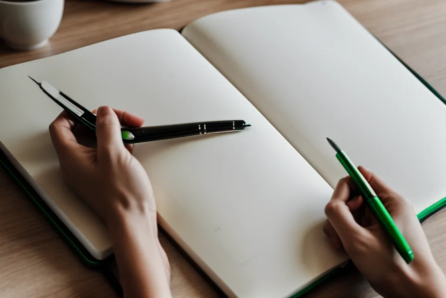 Manos organizando notas estructuradas en un cuaderno de trabajo